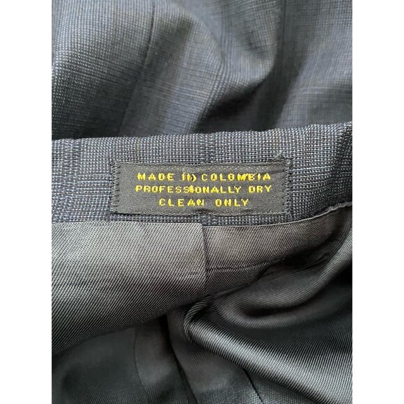 Oscar De La Renta Mens Navy Blue Plaid Two Button Blazer Traveler Worsted 44L - Picture 10 of 10